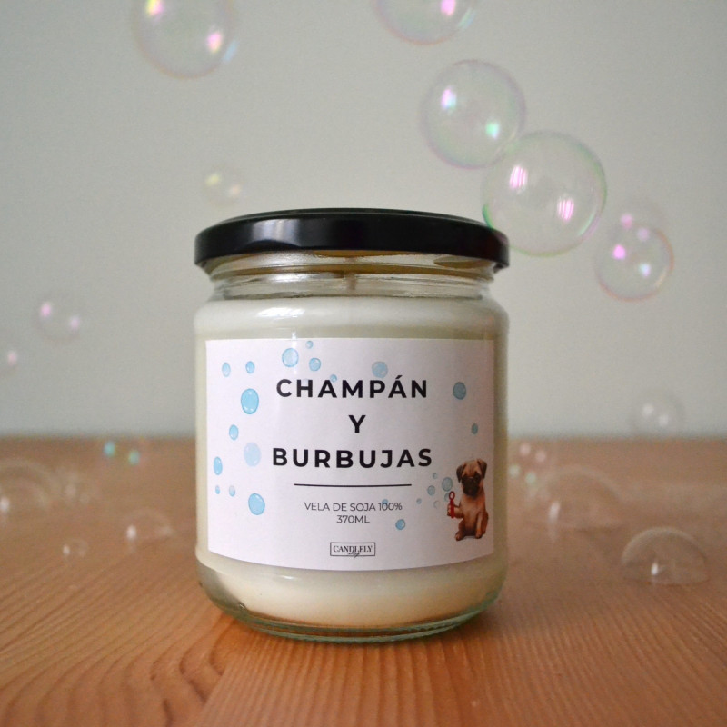 Vela aromática Champán y burbujas| Vela Artesanal de Soja Vegana