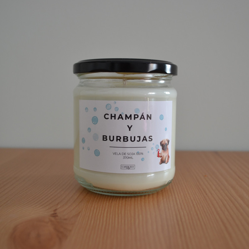 Vela aromática Champán y burbujas| Vela Artesanal de Soja Vegana