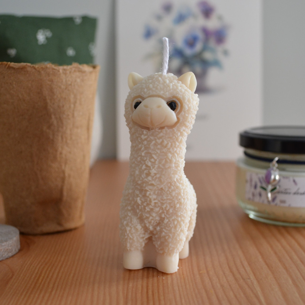 Vela decorativa alpaca color beige | Vela Artesanal de Soja Vegana