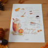 Print acuarela Pumpkin Spice latte (A4) | Receta ilustrada | Candlely shop