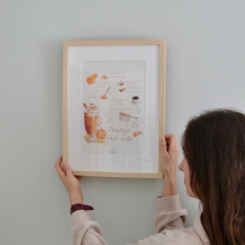 Print acuarela Pumpkin Spice latte (A4) | Receta ilustrada | Candlely shop